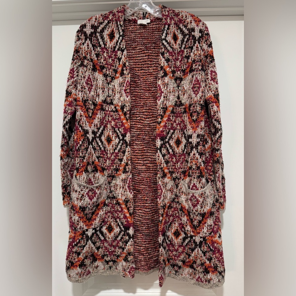 J. Jill Women’s‎ Multicolored Boho Patterned Open Face Cardigan Size XS